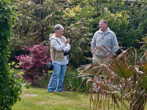 Looking at gardens and having a chat with friends